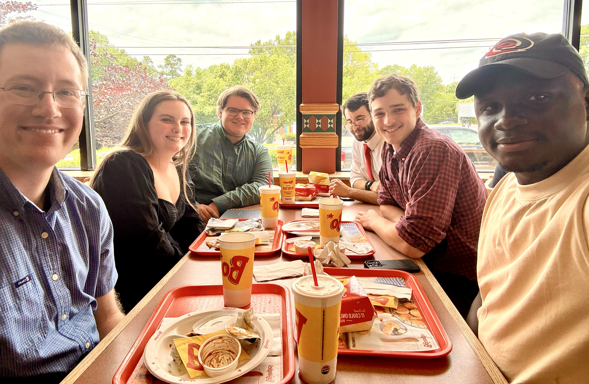 CrossPath students sharing a meal at Bojangles
