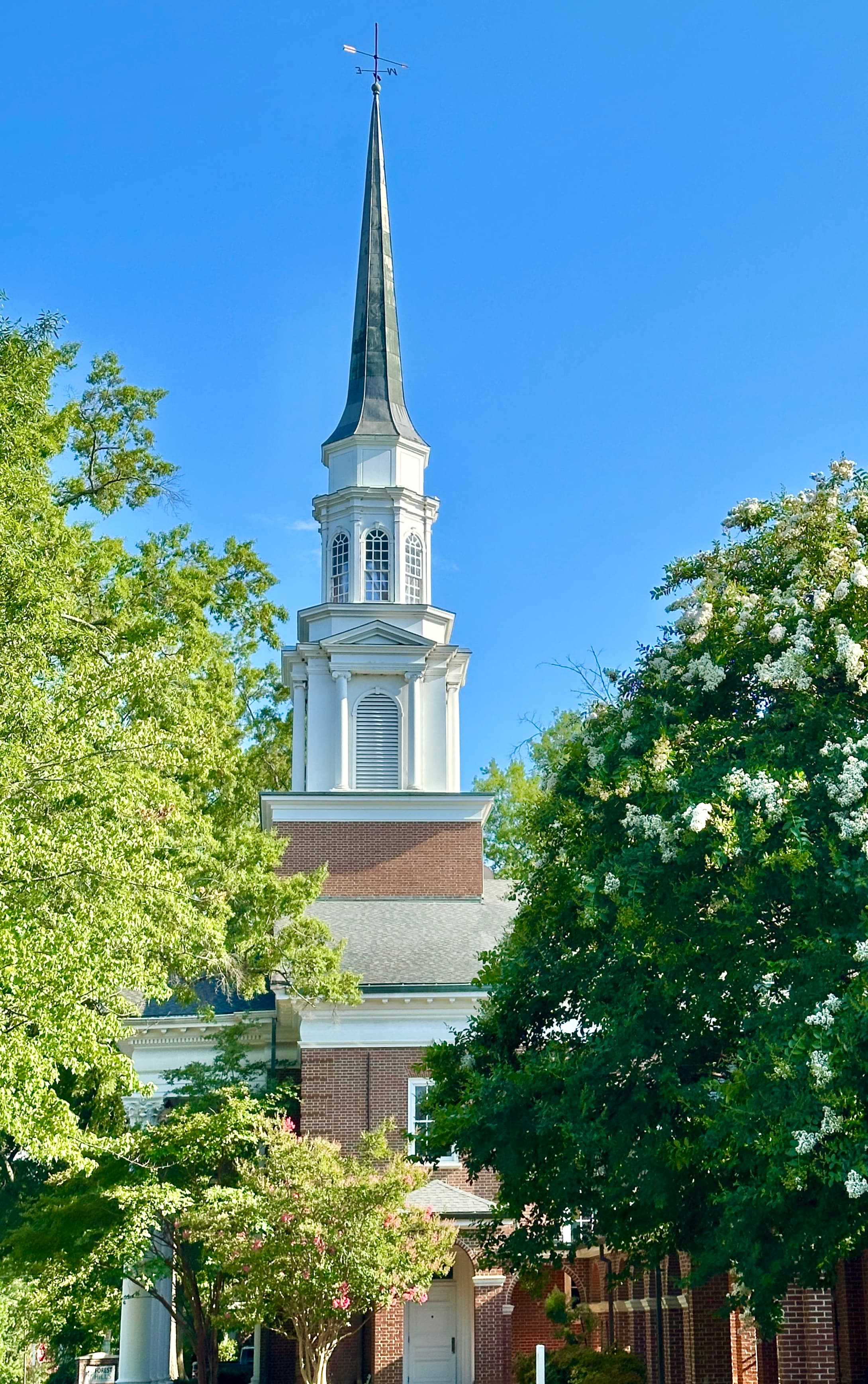 The steeple of Forest Hills Baptist Church